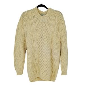 Quill's Woollen Market Women’s Traditional Fisherman Aran Cream Sweater